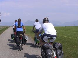 The group riding through more fabulous Swiss scenery at Chemin du Gresalley, Vaulruz